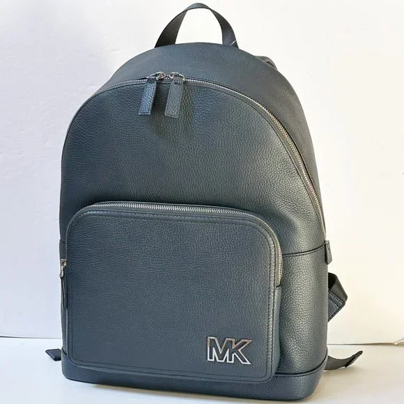 Michael Kors Cooper Large Commuter Leather Backpack Navy Blue